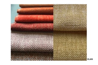 Stoffalen van ELAN in verschillende kleuren: terracotta, koraal, roze, grijs en groen tinten, weergegeven als opgerold stofmo