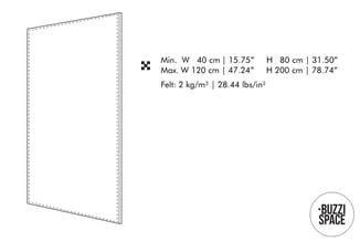Akoestisch paneelscherm, rechthoekig, wit vilt, verstelbaar in breedte (40-120 cm) en hoogte (80-200 cm), zijvuew.