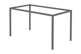 Tafelframe van grijs metaal, rechthoekige vorm, zonder blad, geschikt voor vergader- of werkplek.