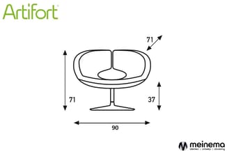 Artifort design fauteuil met witte bekleding en zwart onderstel, afmetingen: breedte 90cm, hoogte 71cm, zithoogte 37cm.