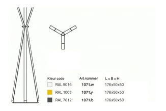 Tipi-achtige tentstructuur met Y-vormige bovenkant in drie RAL-kleurvarianten: wit (RAL 9016), geel (RAL 1003) en donkergrijs