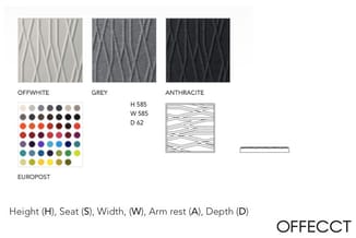 Offecct wandpaneel in drie kleurvarianten (offwhite, grijs, anthraciet) met golfpatroon. Afmetingen H585 W585 D62. Europost k